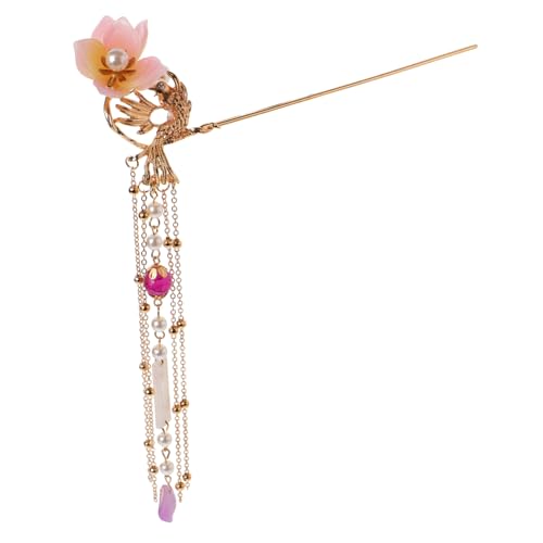 Épingle à cheveux rétro aux perles roses pour coiffure longue de cérémonie