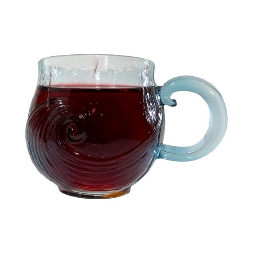 Woalopted Tazas De Café De Vidrio | Vasos Seguros Reutilizables - Vasos De Bebida Con Ola De Vidrio Marino - Para Hogar Oficina Decoración Bebidas Calientes Frías Té Leche Vino Cumpleaños Navidad
