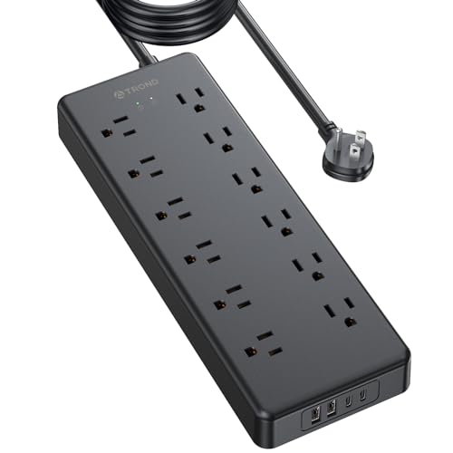 Image of TROND Long Extension Cord 15 FT, 4000J Surge Protector Power Strip