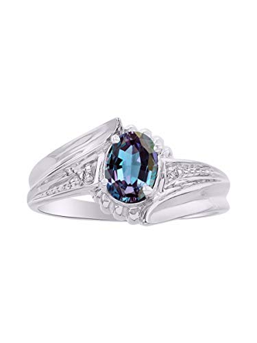 Bague RYLOS tourbillon en argent sterling et or avec alexandrite mystique