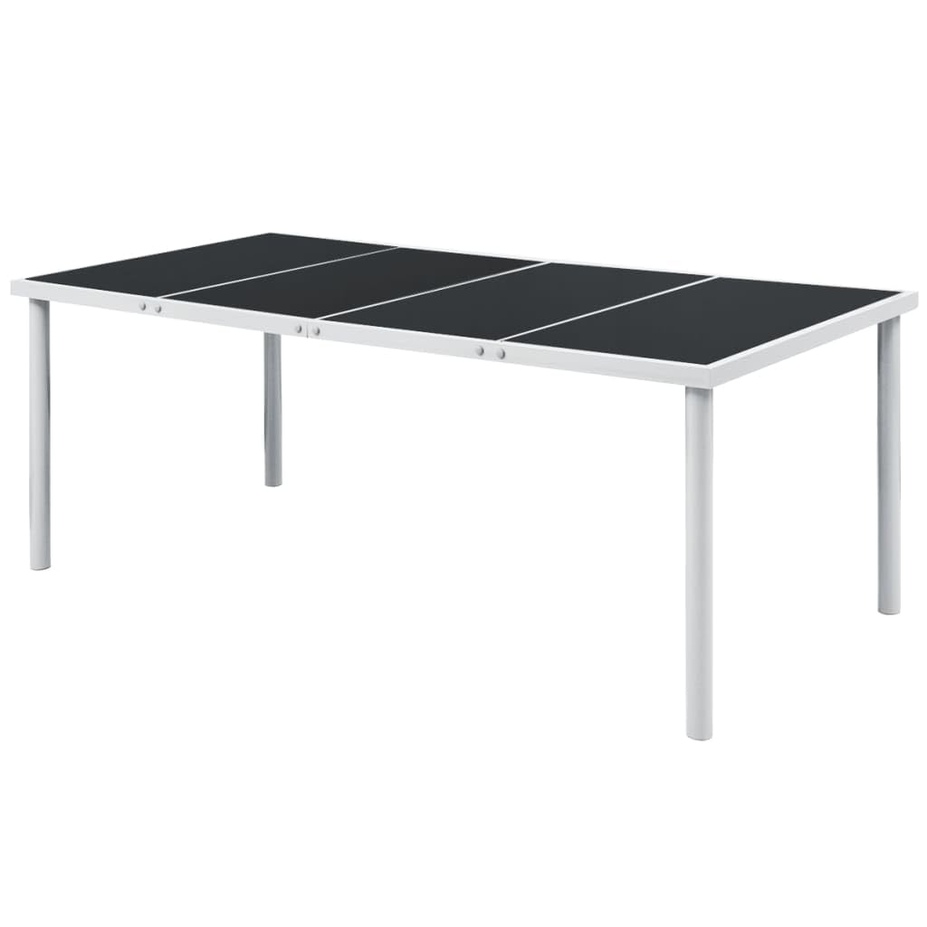 Table de jardin 190 cm haut de gamme en acier thermolaqué noir et verre