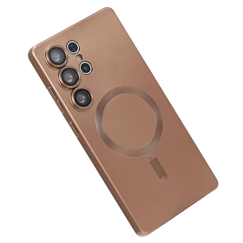 Image of Magnetic for Samsung Galaxy S25 Ultra Case,Soft Silicone Slim Fit Anti-Scratch Phone Case Cover with Camera Protection,Compatible with MagSafe,Brown