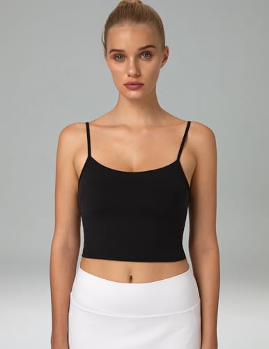 Colorfulkoala Women's Dreamlux Crop Tank Tops with Built in Bra Adjustable Spaghetti Strap Workout Yoga Camisole2