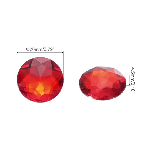Image of MECCANIXITY Flat Back Round Acrylic Rhinestones,20mm Red Flatback Crystal Rhinestones for Crafts Clothes Shoes DIY Decoration Gifts 50Pcs