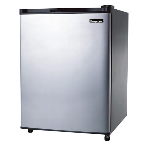 Image of Magic Chef 2.6-cu. ft. Mini Fridge in Stainless Steel, Small Compact All Refrigerator with No Freezer for Bedroom, Apartment, Dorm Room, Office