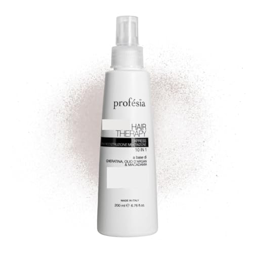 PROFESIA Maschera Spray Capelli 200 ml Trattamento Capelli Danneggiati Cheratina, Olio di Argan e Macadamia Capelli Multi-Azione Trattamento Ristrutturante Capelli, 10 in 1 Spray Capelli