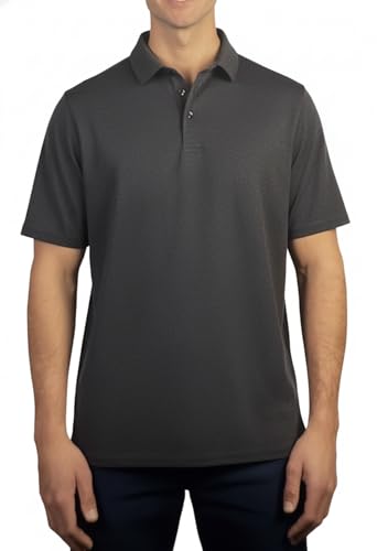 KIRKLAND Signature Men's Short Sleeve Pima Cotton Polo Shirt (US, Alpha, Small, Regular, Regular, Charcoal (Dark Gray))