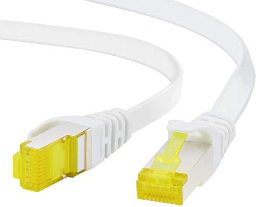 ADWITS 20m platte ethernetkabel | CAT 7 Afgeschermde RJ45 U/FTP LAN Lan-netwerkkabel | 10 Gbit/s, 600MHz | 10000 Mbit/s | Switch Router Modem Access Point - Wit