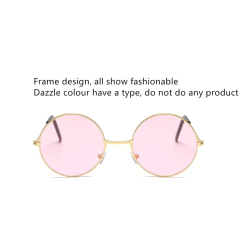 Pink Round Hippie Glasses, Round Sunglasses Hippie and Sunglasses Glasses, Pink 60's Style Hipster Circle Sunglasses (Pink)2