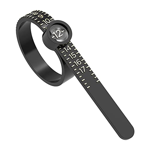 1 medidor de anillo, herramienta de medición de tamaño de anillo Dowsabel, cinta métrica reutilizable de tamaño de dedo con vidrio aumentado, silicona Cover