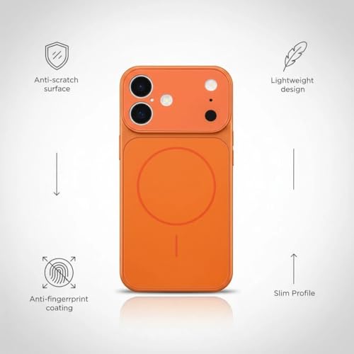 Image of for iPhone 16 Plus |Convert to 17 pro /17 Pro Max Style Premium Back Glass Converter Cover Magnetic Case for iPhone 16 Plus |Convert to 17 pro /17 Pro Max (Orange)