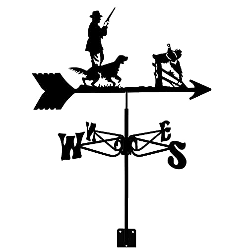 TIECHUINIUB Hunter and Hound Metall Wetterfahne Windrichtungsanzeiger Edelstahl für Garten Hof - Jäger und Hund TIECHUINIUB Hunter and Hound Metall Wetterfahne Windrichtungsanzeiger Edelstahl für Garten Hof - Jäger und Hund