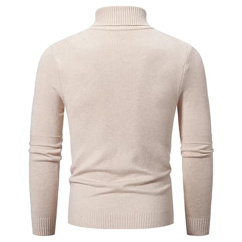 Men's Turtleneck Sweater Warm Slim Fit Knit Pullover Solid Color Casual Sweater3