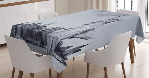 Aozhiswe Mantel Antimanchas Rectangular Nueva York Mantel de Mesa Paisaje Urbano 140x220 cm Manteles Impermeable Poliéster Protector Comedor para Interior Exterior a/1266
