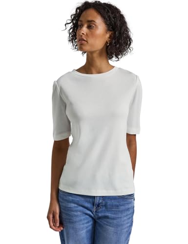 Camiseta básica para Mujer con Fruncido, Blanco Crudo, 40