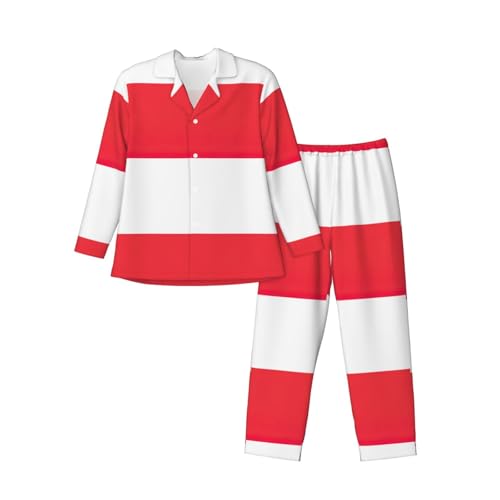Pyjama classique col cranté drapeau indonésien pour homme et femme ensemble de détente doux