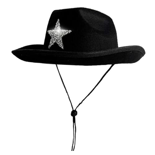 Chapeau de cowboy en strass pour festival et soirée déguisée western réglable