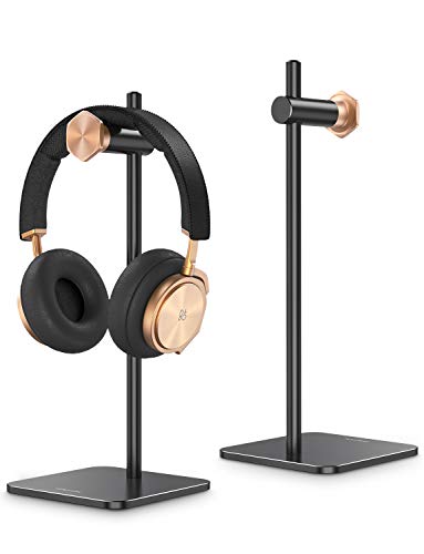 Headphone Stand Holder Adjustable,OMOTON Aluminum Haedset Desktop Stand Holder with Non-Slip Silicone Base for Sennheiser, Sony, Audio-Technica, Bose, Beats, AKG and Moreï¼ŒBlack
