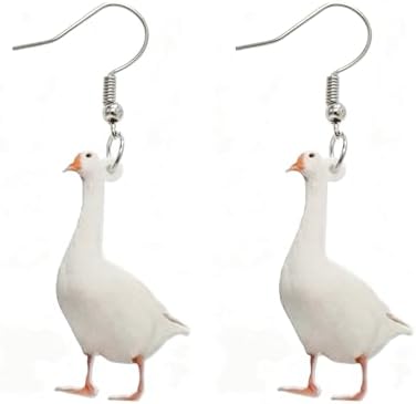 Acrylic Goose Dangle Earrings for Women Farmhouse Animal Drop Earrings for Easter Spring Festival Country Fair Picnic Outfit Jewelry Accessories image 2