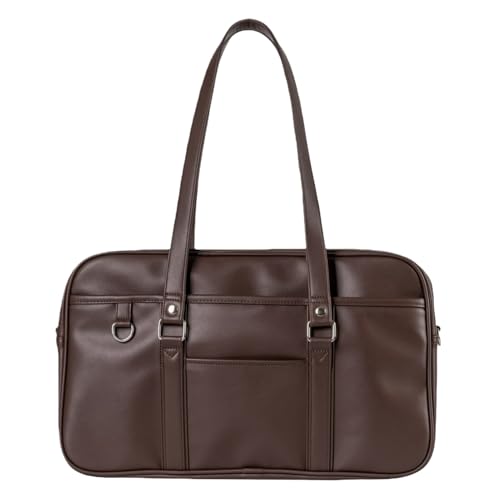 [ZKIVORJ] スクールバッグ 合皮 女子 高校生 スクバ 黒 茶色 修学旅行 持ち手長い A4 大容量 軽量 背負える