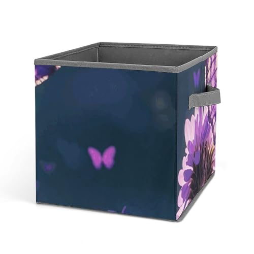 Cube de rangement pliable papillons violets pour armoire - 2