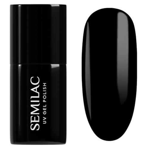 Semilac UV Nagellack 031 Black Diamond 7 ml – Tiefschwarz mit Hochglanz-Effekt, Hochpigmentiert - Kollektion Black&White