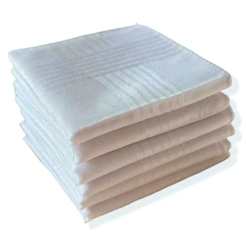 Mouchoirs unisexes en coton blanc lot de 6 par JJDFW pour poche à rabat