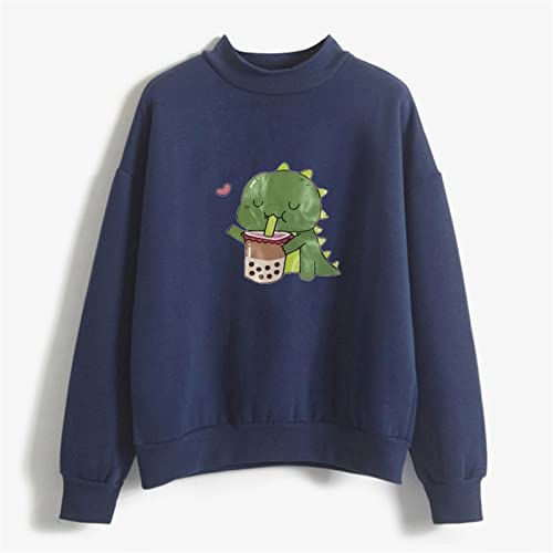 Cropped Sweatshirts For Women Teen Girls Mock Neck Pullover Cute Comfy Graphic Cotton Long Sleeve Aesthetic Tops (Medium, Blue 01) #TOP3