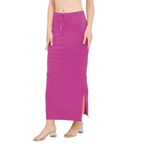 Image of DESI GIRL Satin Shimmer Stretchable Saree Shapewear Petticoat with Drawstring for Women | Mermaid fit Saree Petticoat with Side Slit for Easy Movement | Saree Shaper | Long inskirt