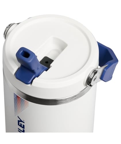 Image of STANLEY IceFlow 2.0 Flip Straw Tumbler with Handle, 30 oz | Twist On Lid and Flip Up Straw | Leak Resistant Water Bottle | Insulated Stainless Steel | BPA-Free | Team White Dark Blue