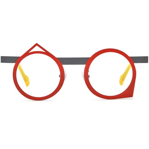 Image of FONEX Colorful Pure Titanium Glasses Frame Women Retro Round Eyeglasses