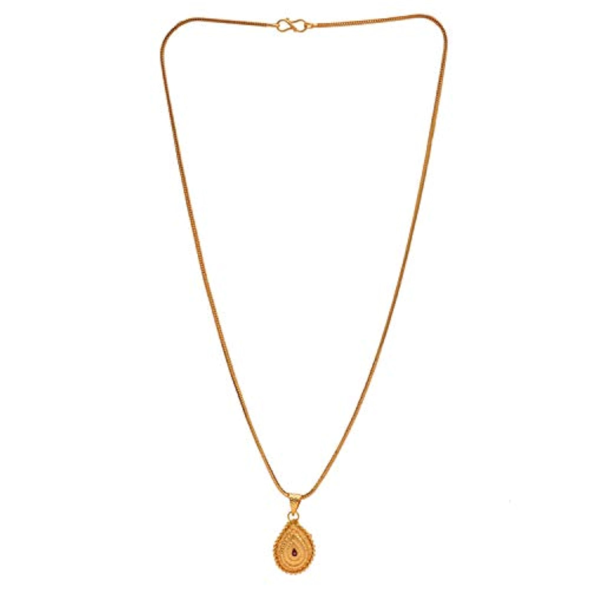 Round Gol/Heart Style Meena Work Plated Locket/Pendant with Chain