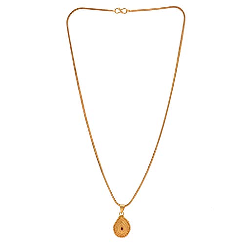 Round Gol/Heart Style Meena Work Plated Locket/Pendant with Chain