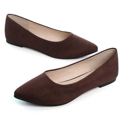 Image of Dear Time Women's Pointed Toe Ballet Flats Simple Casual Office Work Flats Slip-on Comfortable Shoes