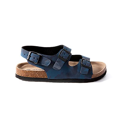 Seranoma Jr Madagascar Slide Sandals For Kids - Comfortable Slip On Cork Footbed Sandals Adjustable Buckles - Boys Slip-Resistant Platform Summer Flat Sandals For Beach, Home, Indoor And Outdoor Use #TOP4