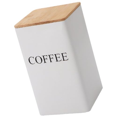 Contenedor metálico sellado para té y café con tapa de madera
