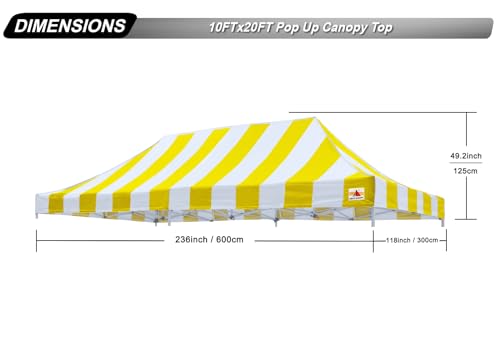 Image of ABCCANOPY Replacement Canopy Top for Pop Up Tent 10x20 Yellow Stripe