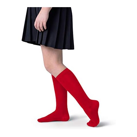 Girls Bamboo Knee High Socks in Red Cover