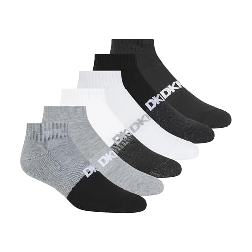 La Mejor Lista de Dkny Men . 42 DKNY - Paquete de 6 calcetines deportivos para hombre, Logotipo gris/blanco/negro, 10-13