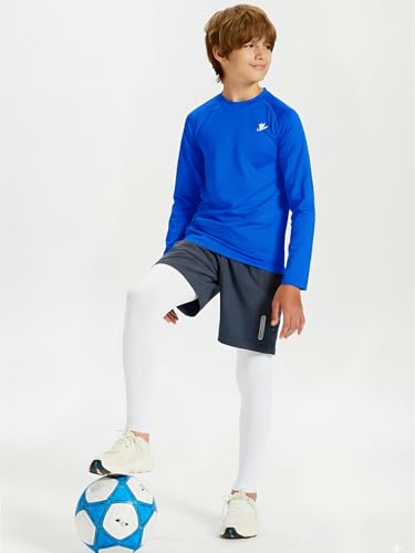 Image of DEVOROPA Youth Boys Compression Shirt Long /Short Sleeve Football Baseball Undershirt Quick Dry Kids Sports Baselayer Crewneck