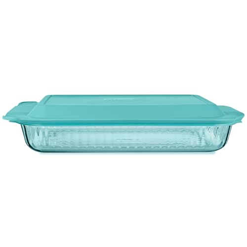 Comparison: Best Amber Pyrex Baking Dish 8 Pyrex Colors Tinted (9"x13") Tinted Glass Baking Dish with BPA-Free Lid, Oblong Bakeware Glass Pan For Casserole & Lasagna, Dishwasher, Freezer, Microwave and Pre-Heated Oven Safe, Aqua