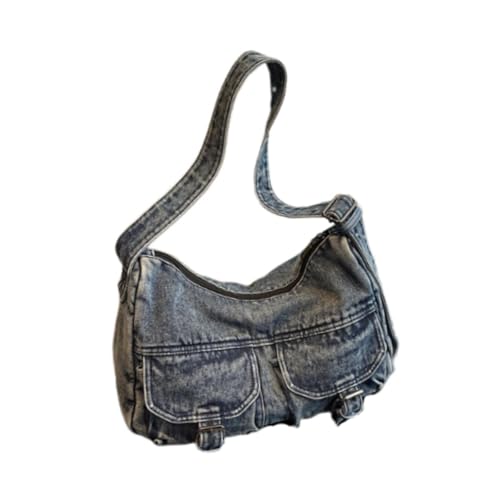 Sac bandoulière femme en denim bleu clair avec bretelle réglable