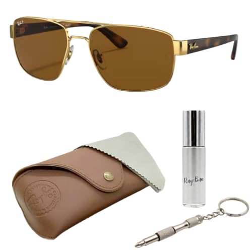Image of Ray-Ban RB3663 Square-Round Shaped Sunglasses for Men with Official RAYBAN Eyewear Kit