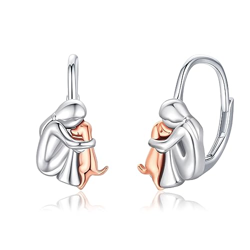 Image of 925 Sterling Silver Dog Earrings Cute Animal Puppy Stud Earrings Dog Jewelry Gifts for Women Girls Pet Lover Hypoallergenic Earrings for Sensitive Ears