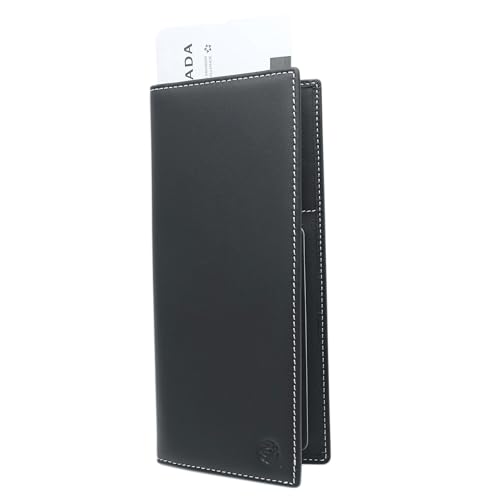 Pacer Go Genuine Leather RFID Blocking Long Passport Holder Passport Cover (Grey)