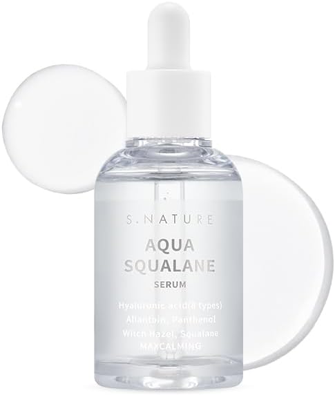 S.NATURE Aqua Squalane Serum, 1.7 fl oz (50 ml), All Purpose Beauty Serum, 8 Types of Hyaluronic Acid, Squalane, Sebum, Pores, Calming, Inner Dry Care, All-Purpose Serum, EWG Green Grade
