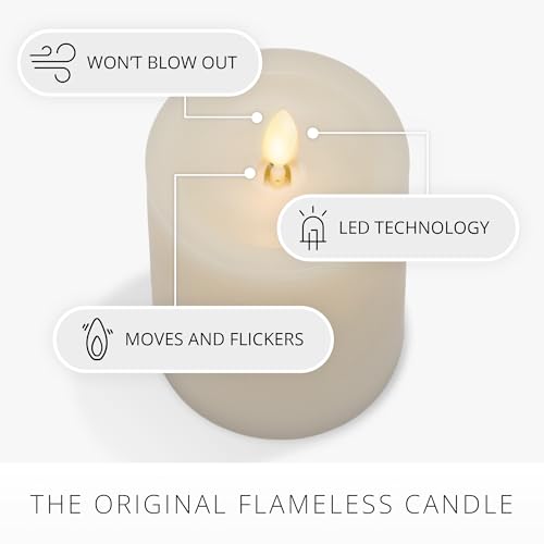 Image of Luminara - Flameless LED Battery Operated Flickering Pillar Candles - Pearl Ivory - Pack of 1-3x4.5 - Realistic Moving Flame Real Wax Indoor /Outdoor