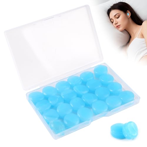 12 Pares Tapones Oidos Ruido Dormir de Silicona, Tapones para Los Oídos Impermeables con Caja, Reutilizables, para Dormir en Caso de Ronquidos, Nadar, Viajar, Conciertos, Trabajar, Estudiar (Azul)