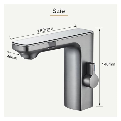 Grifo con pantalla digital y sensor touchless en latón blanco para lavabo 2
