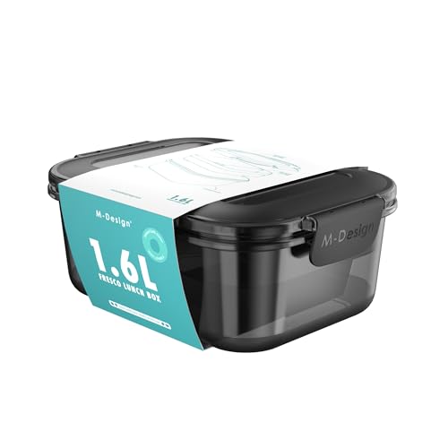 M-Design Fresco™ Lunch Box 1.6L - 2025 Exclusive - BPA Free, Microwave Safe, Dishwasher Safe, Food Safe, Stackable - Smoke Black